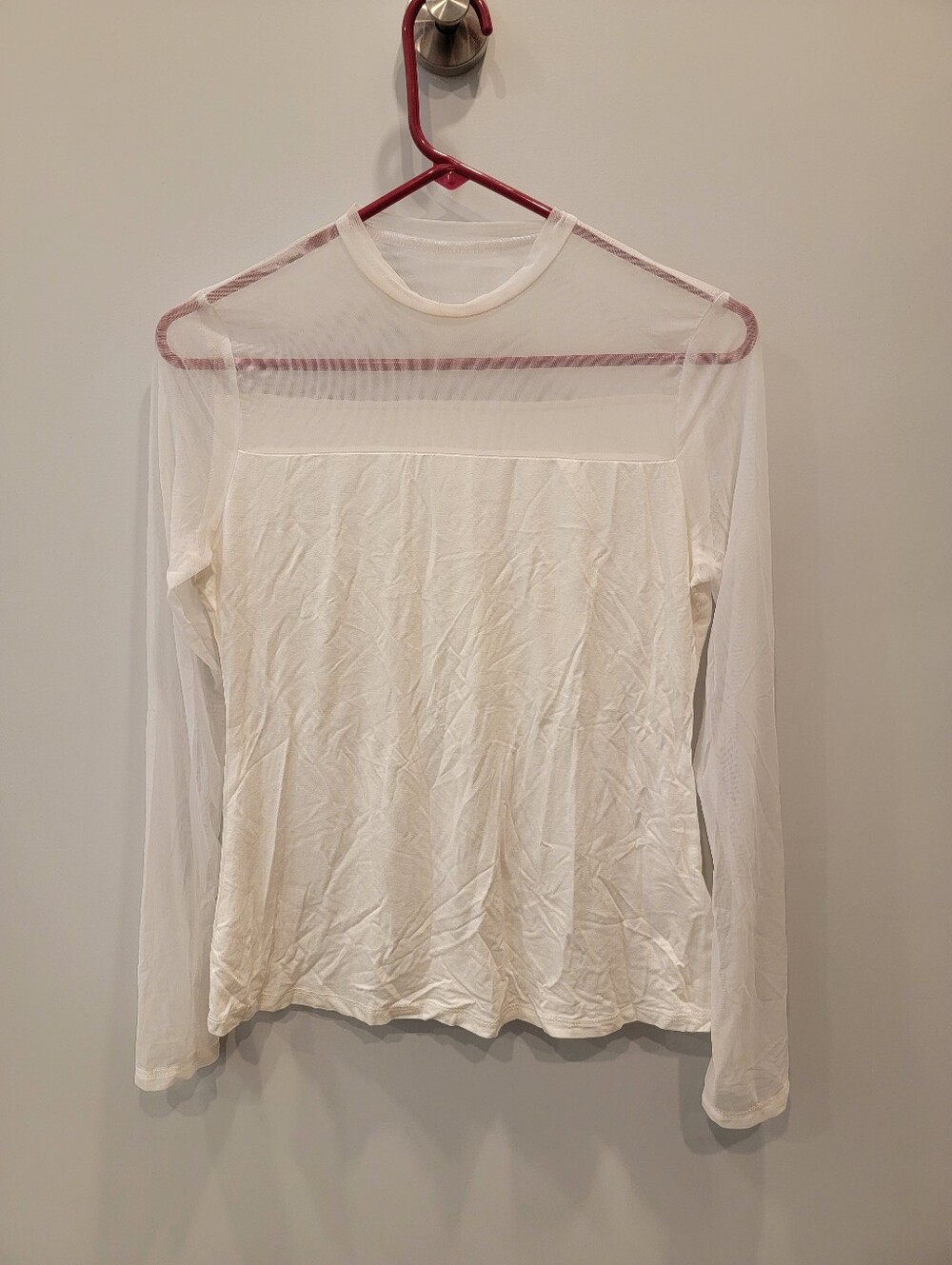 Sheer Long-Sleeve White Women's Top